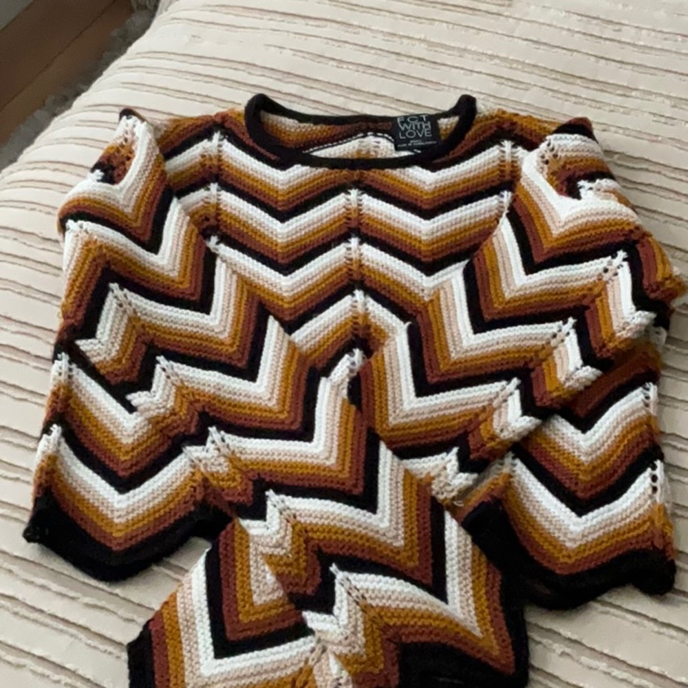 FCT With Love Women's Chevron Sweater - Brown, Black, White
